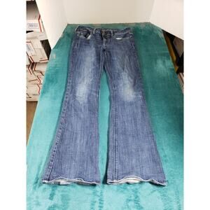 American Eagle Jeans Size 8 Long Womens Blue Ladies Pants Mid Rise Artist Flare